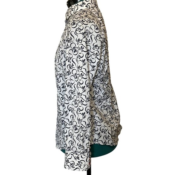 Talbots Wrinkle-Resistant Blouse Ribbon Pattern Cotton Blend Women's Size 8 - Picture 2 of 15